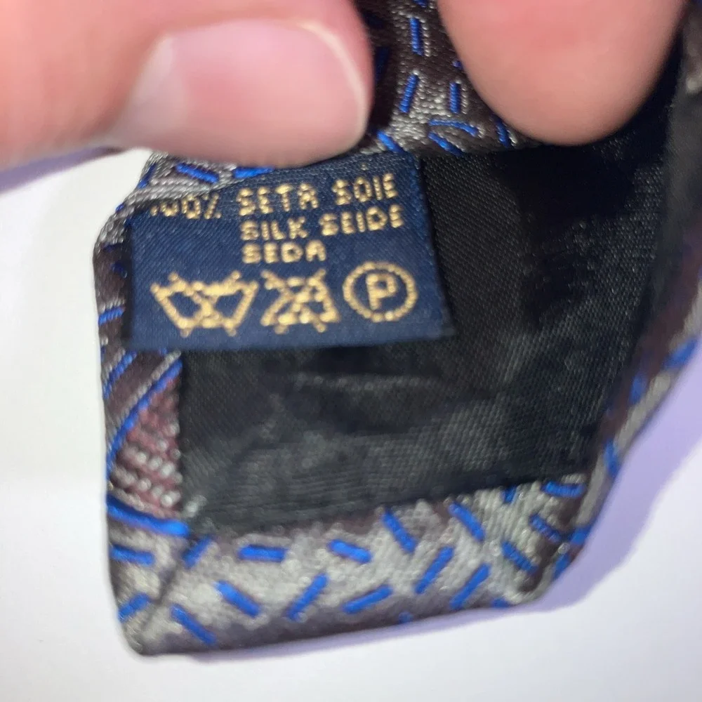 Villa Bolgheri Blue Abstract Geometric Silk Necktie‎ Made in Italy